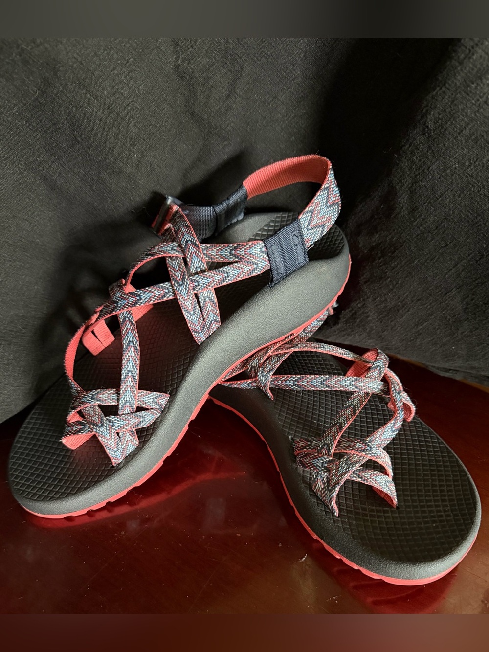 Chaco Women's Multicolor Strappy Sandals — Coral and Black